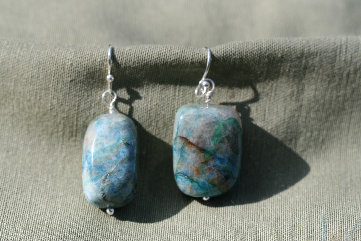 Ajoite and Papagoite Earrings  love, healing, emotional support 5410